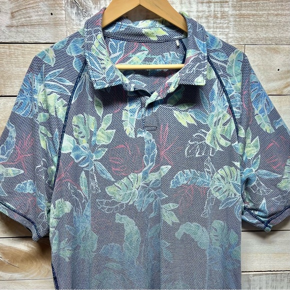 Tommy Bahama Boardwalk Fade IslandZone Polo Shirt Mens XXL Blue Tropical - Picture 4 of 8